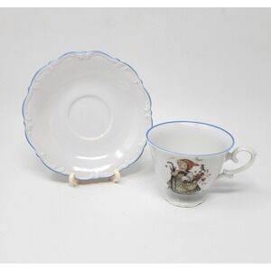 Vtg Sister Berta Hummel Originals Porcelain Footed Teacup w Saucer West Germany